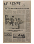 Le Rempart: Vol. 13: no 25 (1979: juillet 24) Encart: Le Temps: Vol. 1: no 6 (1979: juillet) by L'Association canadienne-française de l'Ontario à Ottawa