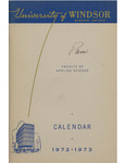 University of Windsor Faculty of Applied Science Calendar 1972-1973
