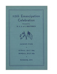 Emancipation Celebration Program 1945 by Walter Perry, British-American Association of Coloured Brothers, and Canadian-American Association of Black Brothers of Ontario