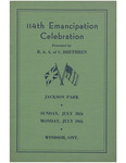 Emancipation Celebration Program 1946 by Walter Perry, British-American Association of Coloured Brothers, and Canadian-American Association of Black Brothers of Ontario